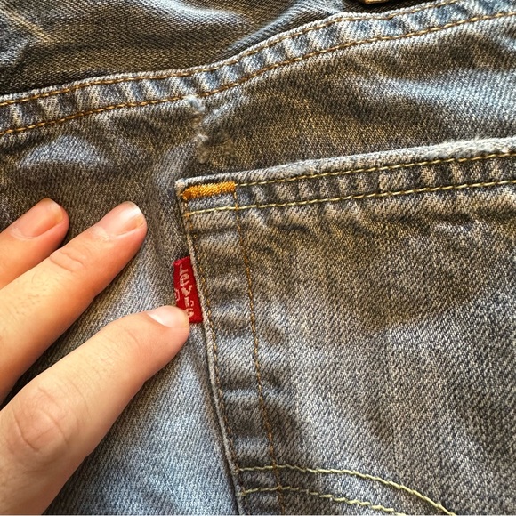 Retro Levi’s 514 34x30 Light Was Denim Jean Destroyed Holes Wide Leg Straight - Picture 13 of 14